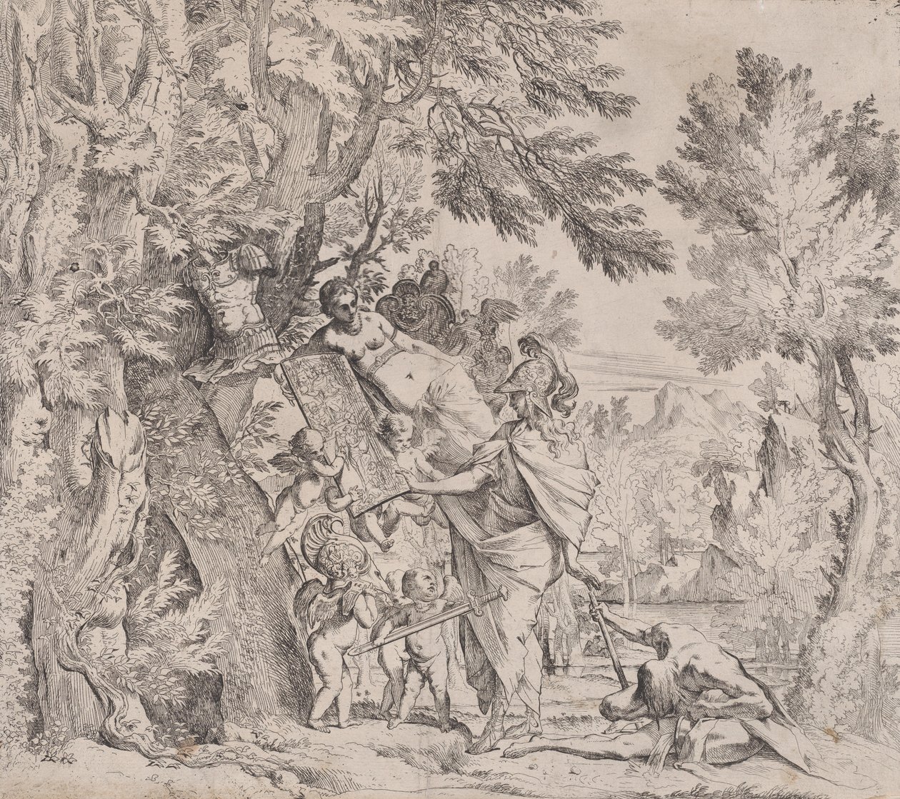 فينوس يعطي السلاح لأينيس ، كاليفورنيا. 1638-40. بواسطة بيترو تيستا