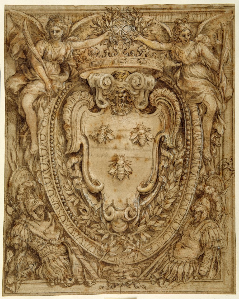 Arms of Don Taddeo Barberini, Principe di Palestrina (pen & ink with wash and gouache on paper) بواسطة بيترو دا كورتونا