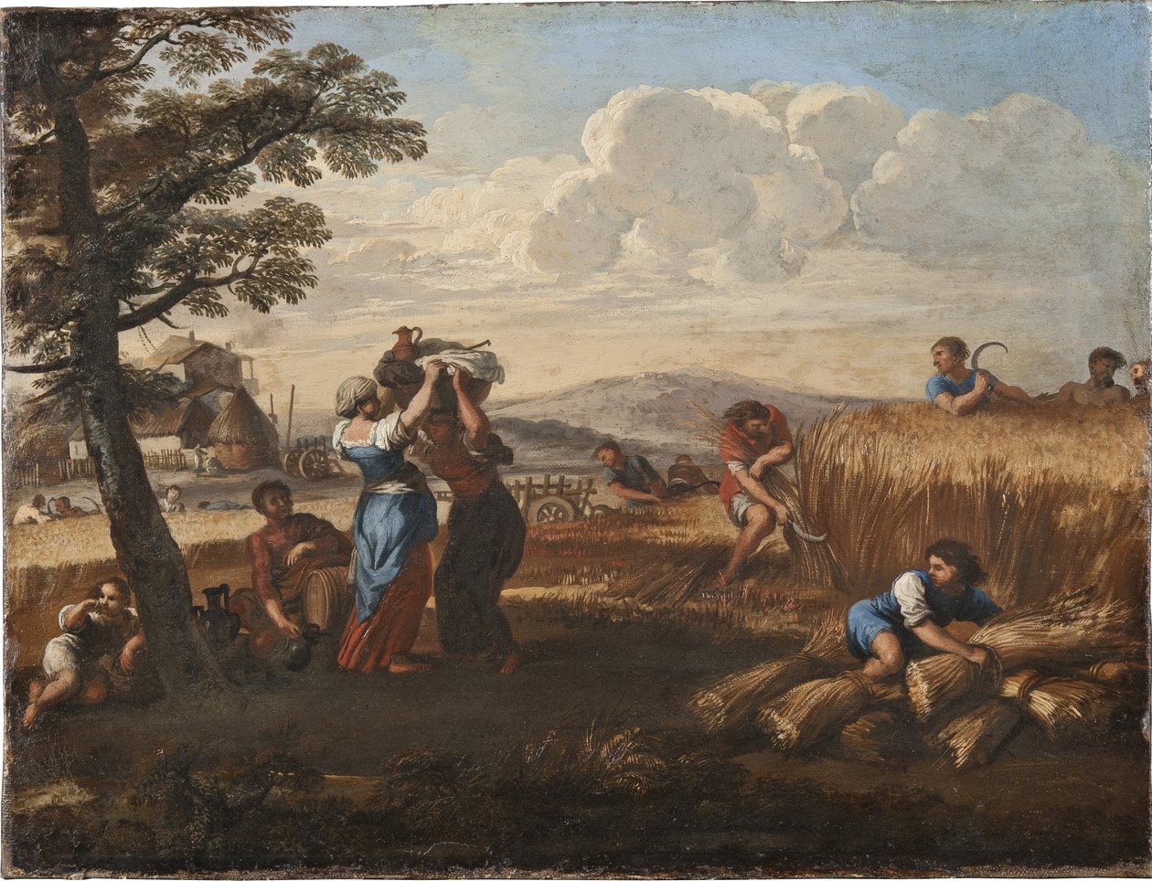 منظر طبيعي مع مشهد حصاد - منظر طبيعي مع حصاد ، بقلم كورتونا ، بيترو دا (1596-1669) (بيير دي كورتونا). زيت على قماش. الأبعاد: ٥٠ × ٦٥ سم. المتحف الوطني ستوكهولم بواسطة بيترو دا كورتونا