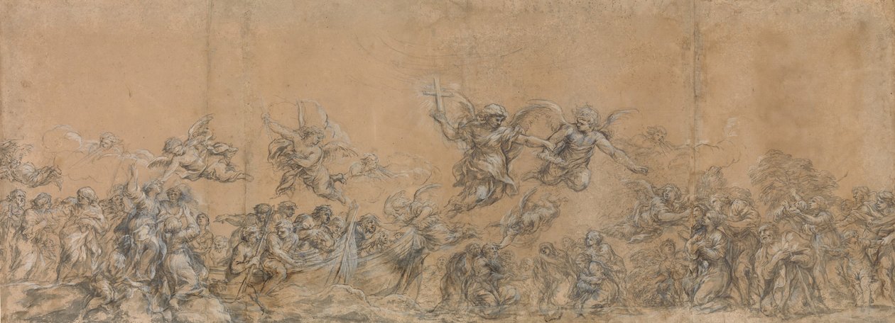 دراسة لملائكة يختمون جباه بني إسرائيل في بازيليك القديس بطرس ، 1652. بواسطة بيترو دا كورتونا