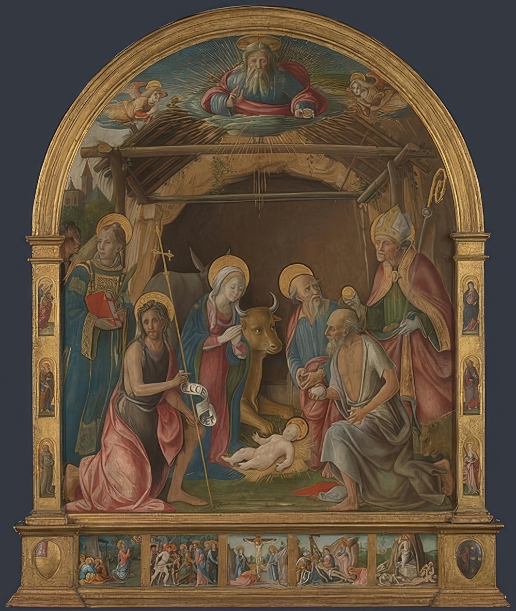 الميلاد مع القديسين. ربما حوالي 1485-1495 بواسطة Pietro di Francesco degli Orioli