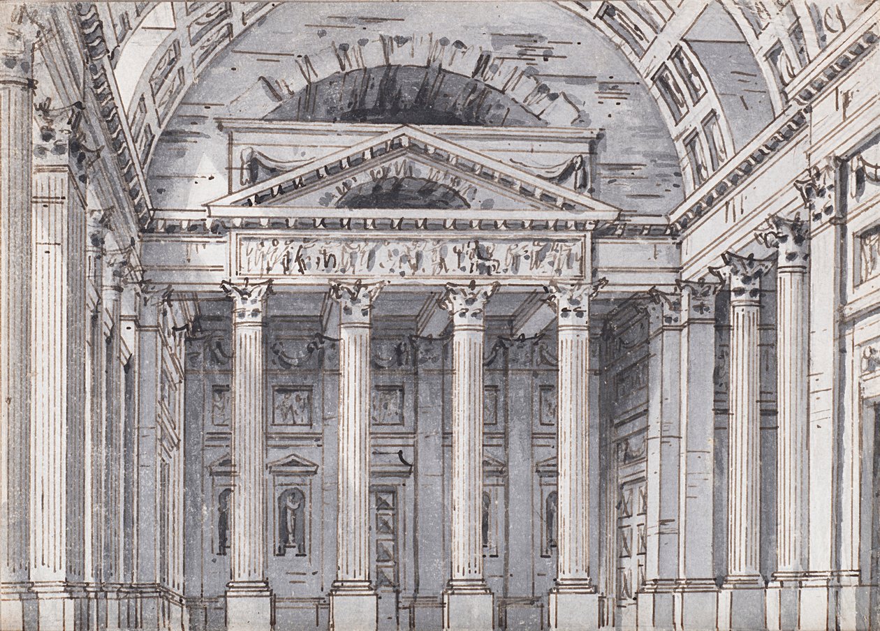 تصميم المسرح لأوبرا بيليساريو لجايتانو دونيزيتي ، 1820. بواسطة بيترو دي جوتاردو غونزاغا