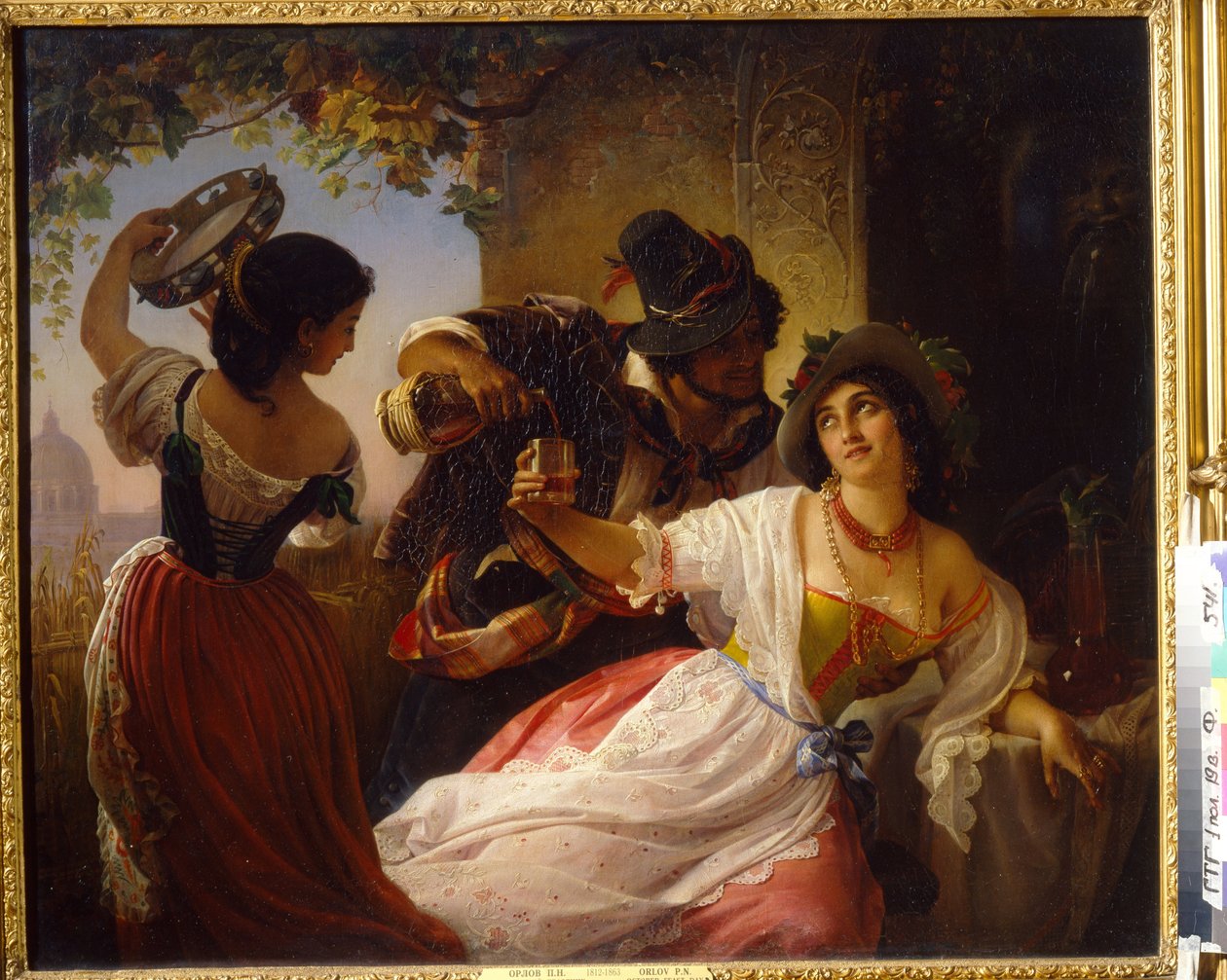 مهرجان أكتوبر في روما (إيطاليا) - لوحة بيمنت نيكيتيش أورلوف (1812-1863) ، زيت على قماش بواسطة بيمين نيكيتيش أورلوف