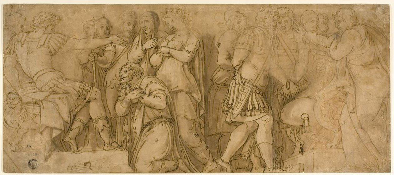 عائلة داريوس قبل الإسكندر. سجناء أمام عضو مجلس الشيوخ بواسطة Polidoro da Caravaggio