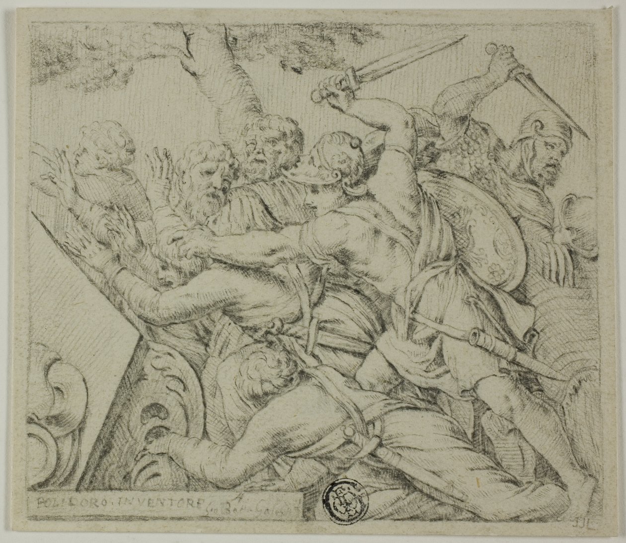جنود كورش تمزيق جيش سبارجابيسي بواسطة Polidoro da Caravaggio