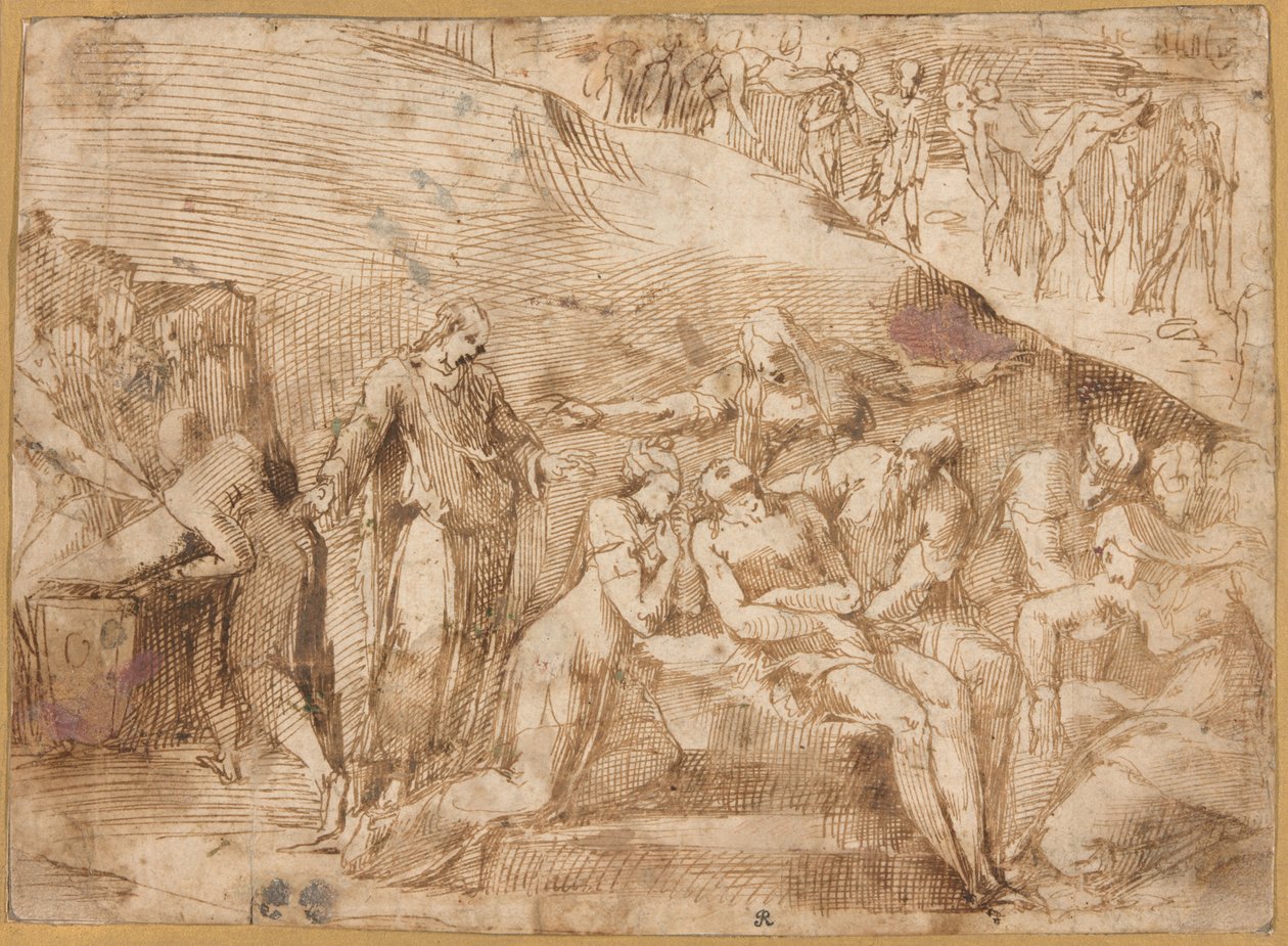 رثاء المسيح (الصفحة اليمنى والصفحة اليسرى) بواسطة Polidoro da Caravaggio
