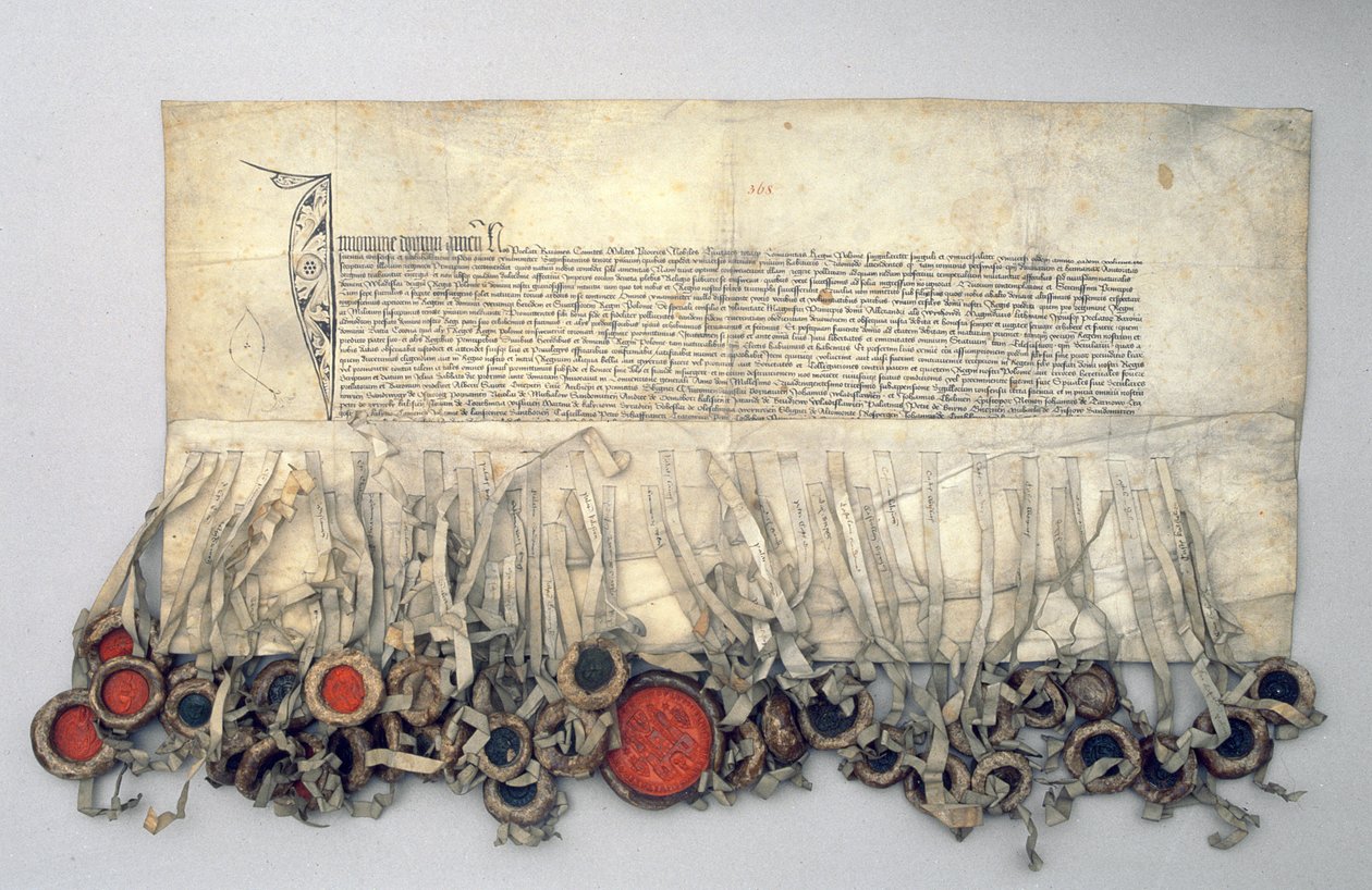 امتياز Wladislaw Jagiello (c.1351-1434) ملك بولندا ، الذي منحه المجلس الملكي (شهادة جامعية) بواسطة المدرسة البولندية