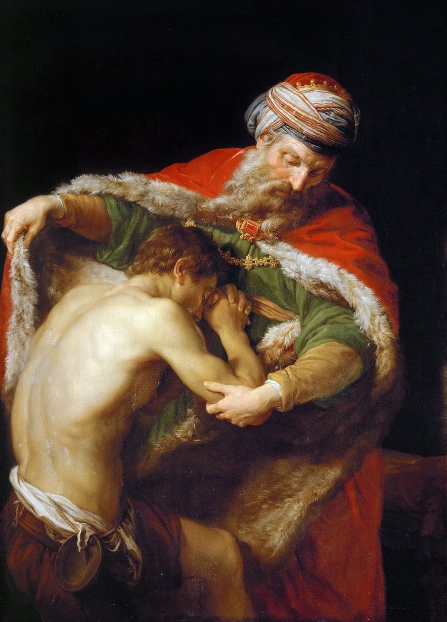 مثل الابن الضال - مثل الابن الضال - بومبيو جيرولامو باتوني (1708-1787). زيت على قماش بواسطة بومبيو جيرولامو باتوني
