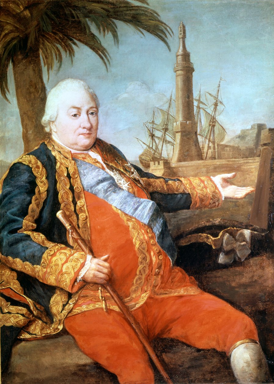 صورة للفارس بيير أندريه دي سوفرين من سان تروبيه (سان تروبيه) ، حاجب سوفرين (1729-1788). لوحة جيرولامو بومبيو باتوني (1708-1787). متحف قلاع فرساي بواسطة بومبيو جيرولامو باتوني