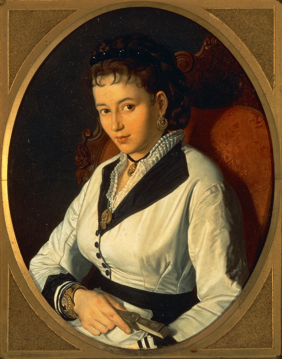 Portrait of Young Woman(oil on canvas) 1840-1869 بواسطة بومبيو مولمينتي