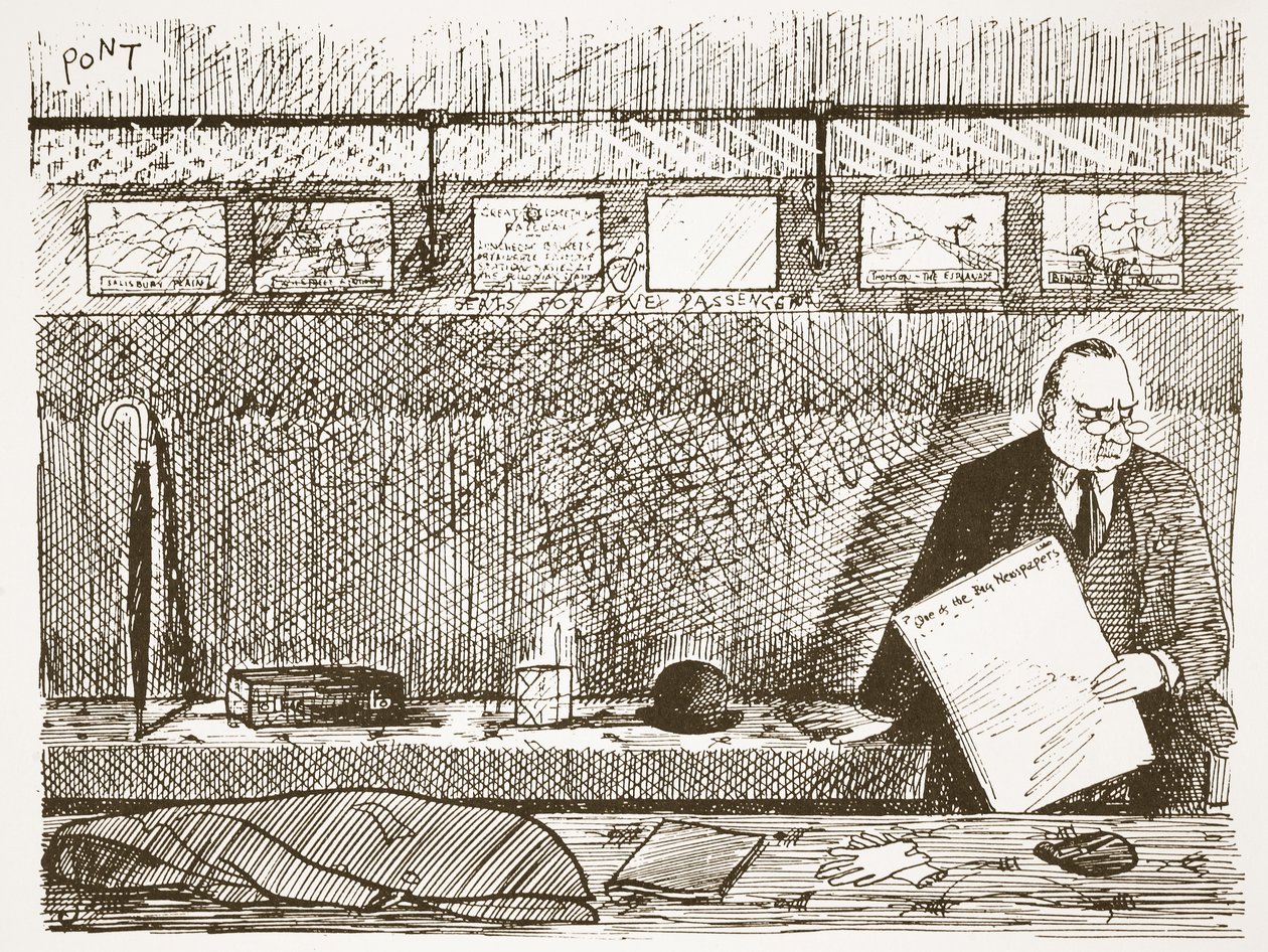 حب السفر بمفرده ، رسم توضيحي من "Pont: An Account of the Life and Work of the Punch الفنان العظيم" بواسطة بونت