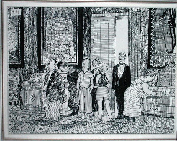 الشخصية البريطانية: اهتمام شديد بالمنازل التاريخية ، رسم توضيحي من Punch ، نُشر في 8 يوليو 1936 (قلم وحبر على ورق) بواسطة بونت