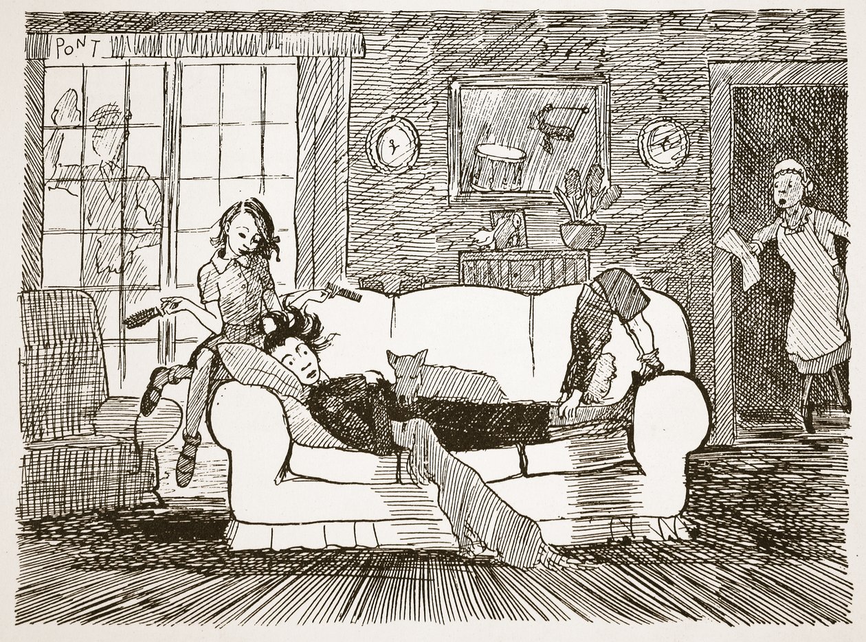 راحة لمدة نصف ساعة بعد الوجبات ، رسم توضيحي من "Pont: An Account of the Life and Work of the Punch الفنان العظيم" بواسطة بونت