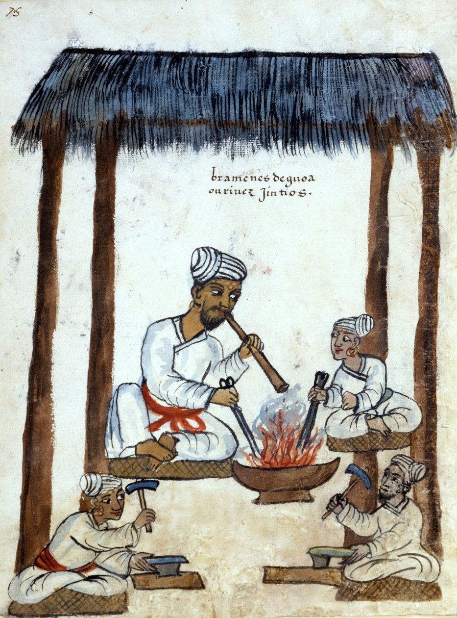 براهمان حدادون (ديانة هندوسية). مخطوطة برتغالية من القرن السادس عشر. روما الببل. كازاناتنس بواسطة المدرسة البرتغالية