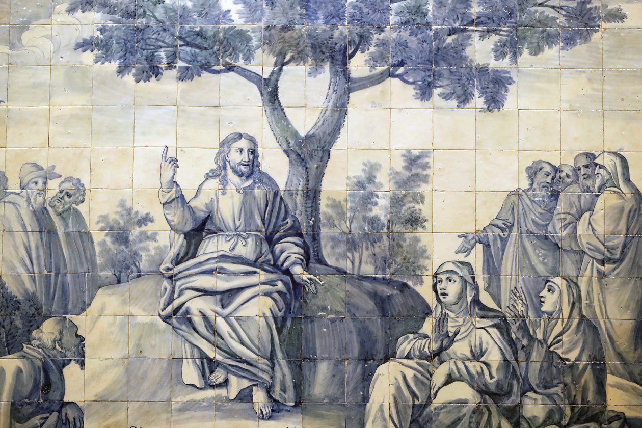 كنيسة الرحمة. أزوليجوس. الخطبة على الجبل. يسوع. إيفورا. البرتغال. بواسطة المدرسة البرتغالية
