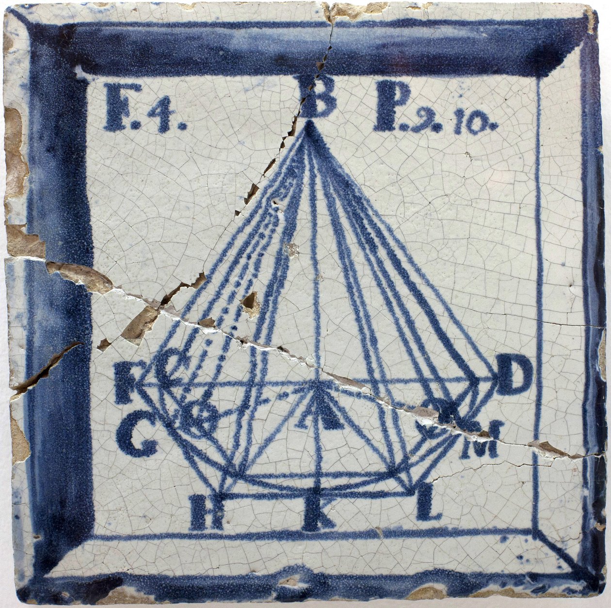 مخطط هندسي لهرم ، خزف مزجج من القصدير ، لشبونة النصف الثاني من القرن الثامن عشر - Musee national des azulejos ، لشبونة (البرتغال) بواسطة المدرسة البرتغالية