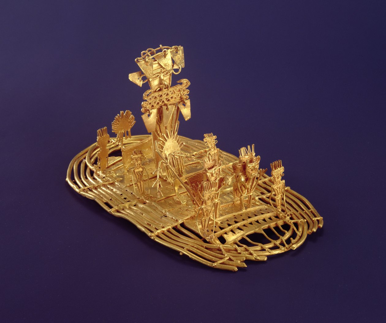 تمثال نذري من Muisca (Tunjo) يصور حفل El Dorado (سبائك النحاس والذهب) بواسطة قبل الكولومبي