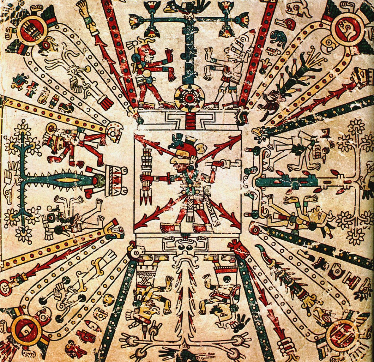 ازتيك الله Xiuhtecuhtli. The Codex Fejérváry-Mayer ، القرن الخامس عشر بواسطة الفن الكولومبي السابق