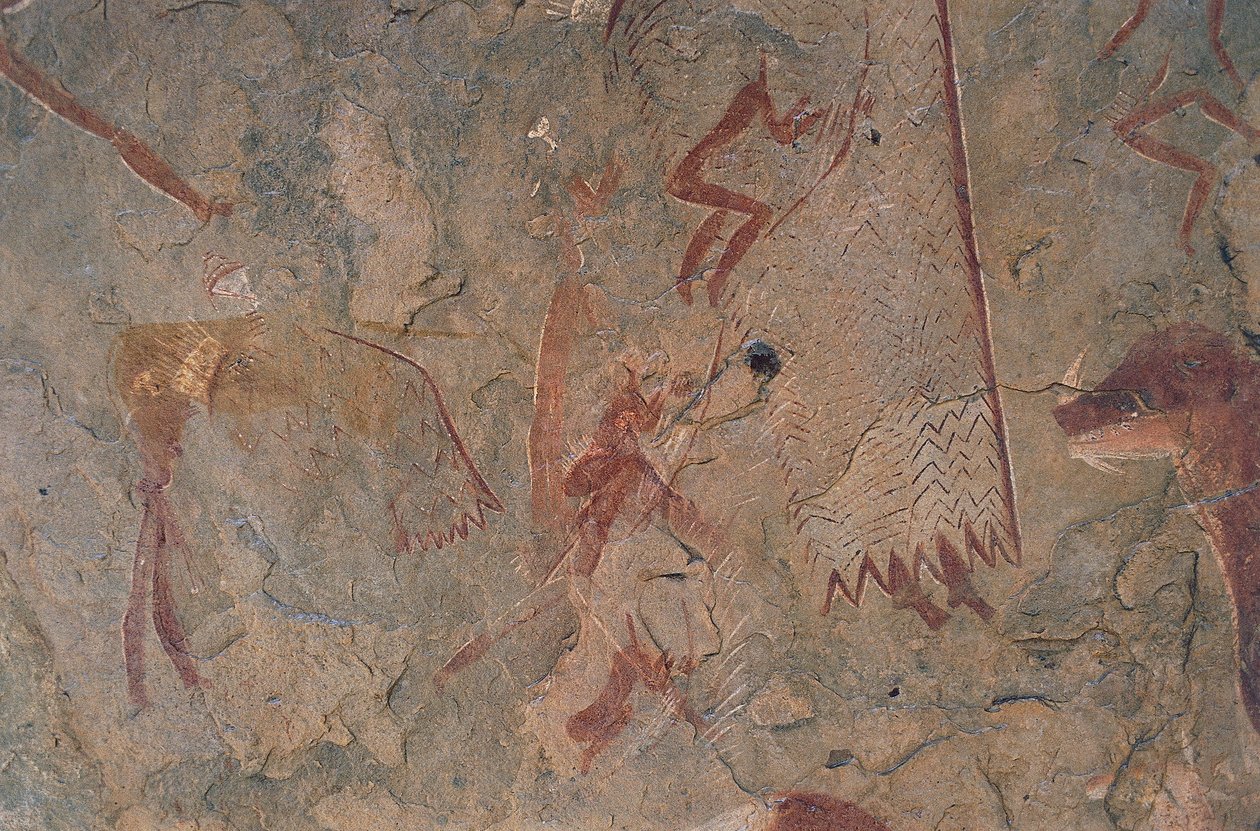 Human and animal figures (cave painting) بواسطة عصور ما قبل التاريخ