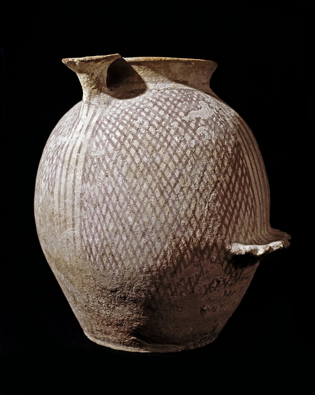 Prehistoire: polychrome ceramic vase from Jericho. 3000-2100 BC. Amman, Archeological Museum, Jordan بواسطة عصور ما قبل التاريخ