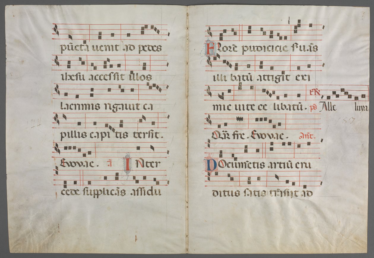Bifolium من Antiphonary: الموسيقى ، ج. 1320-1340. بواسطة بريمو مينياتور دي سان دومينيكو