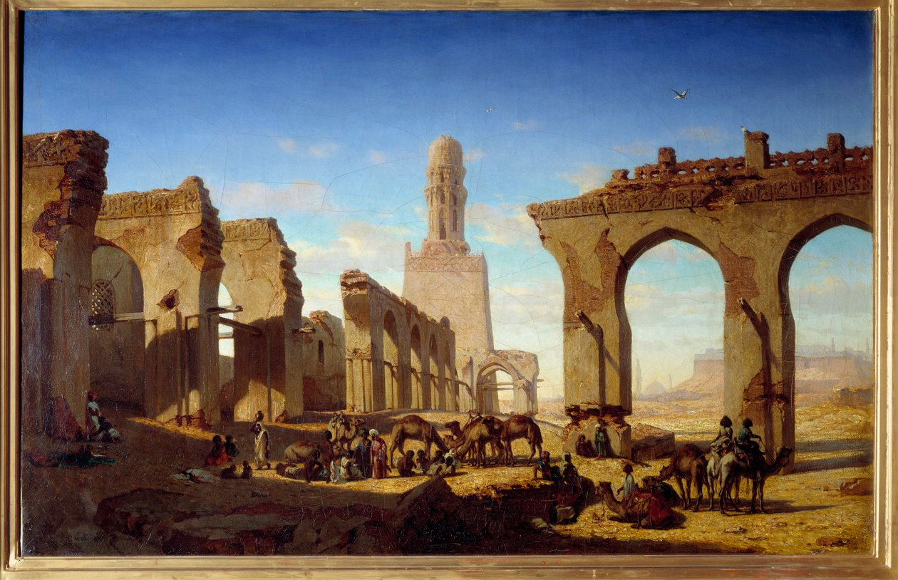 أنقاض مسجد الخليفة الحكيم في القاهرة لوحة بروسبر ماريلات (1811-1847) القرن التاسع عشر. 0،84x1،3 م بواسطة الازدهار جورج انطوان ماريلات