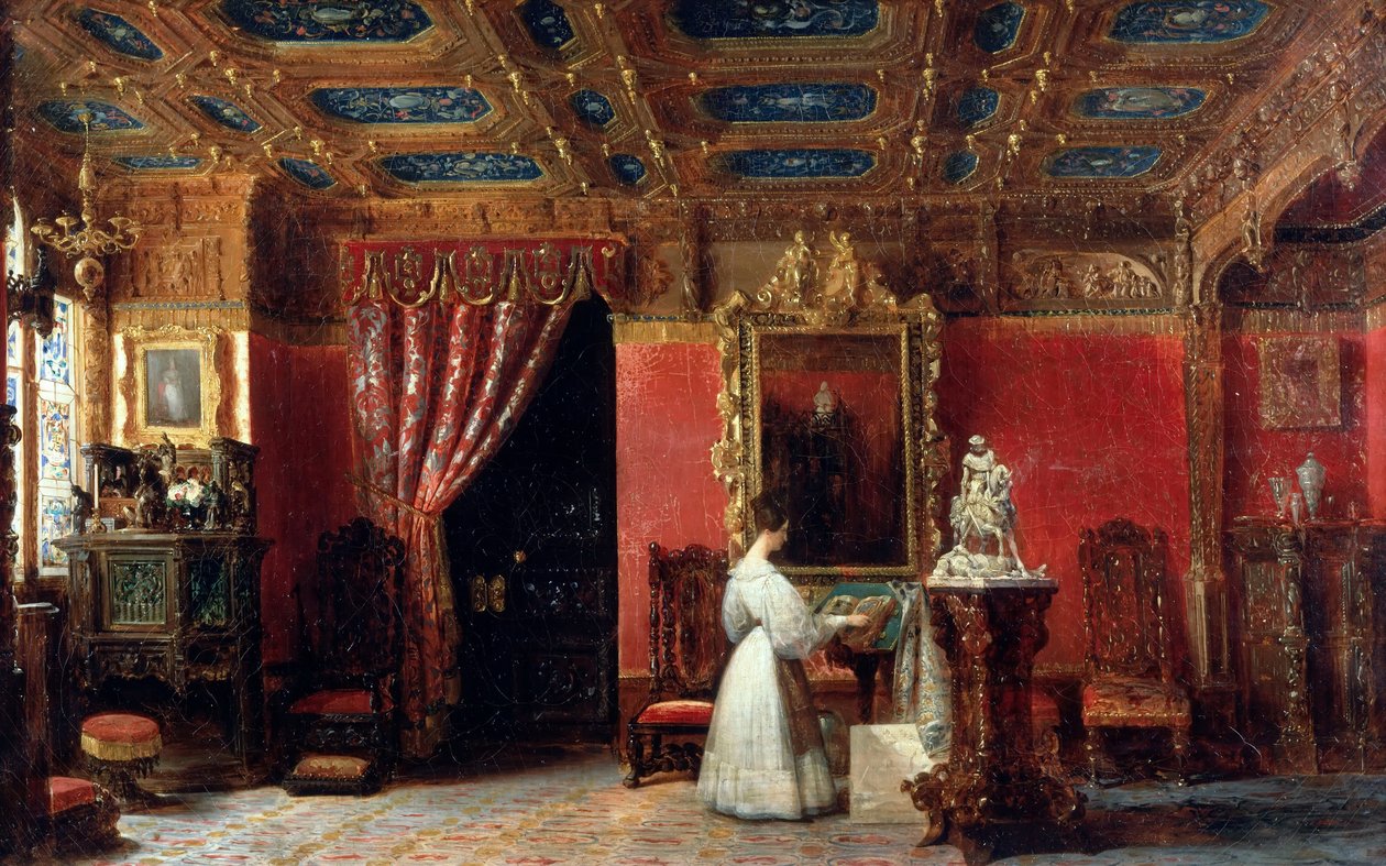 الأميرة ماري من أورليانز 1813-1839 ، دوقة فورتمبرغ ، في أتيليه في قصر تويلي بواسطة تزدهر لافاي أو لافايت