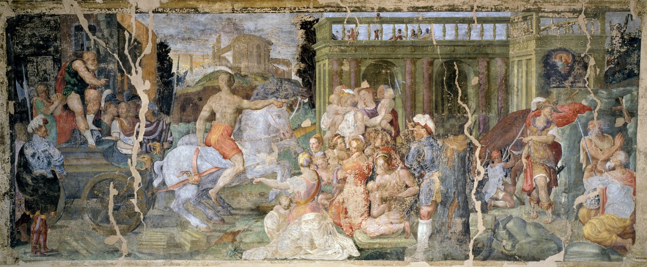 قصص البابا سيلفستر والإمبراطور قسطنطين ، بقلم بروسبيرو فونتانا (1512-1597) ، في الهواء الطلق ، القاعة ، بالازينا ديلا فيولا ، بولونيا ، إيطاليا بواسطة بروسبيرو فونتانا