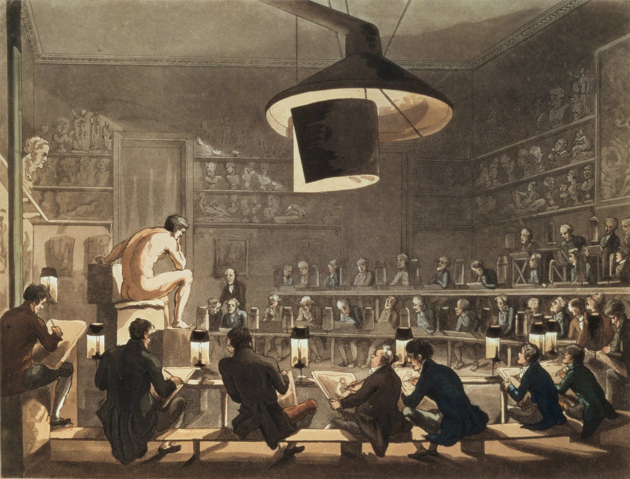 رسم من الحياة في الأكاديمية الملكية ، نقشها ريتشارد بانكس هاردين (1778-1862) (أكواتينت) بواسطة بوجين ورولاندسون