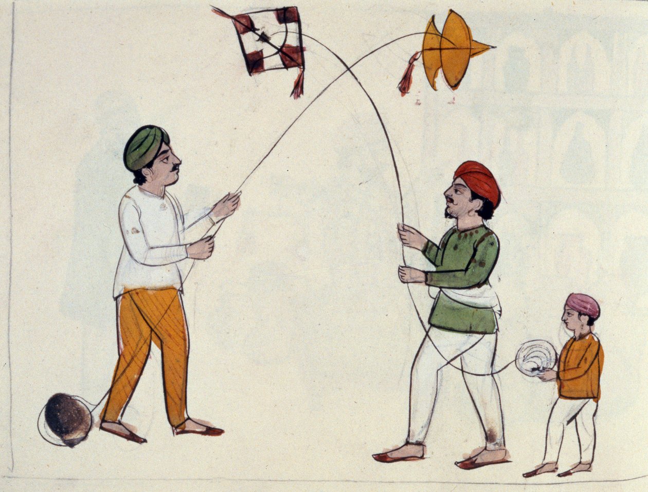الطائرات الورقية ، c.1890 (مرحاض على ورق) بواسطة المدرسة البنجابية