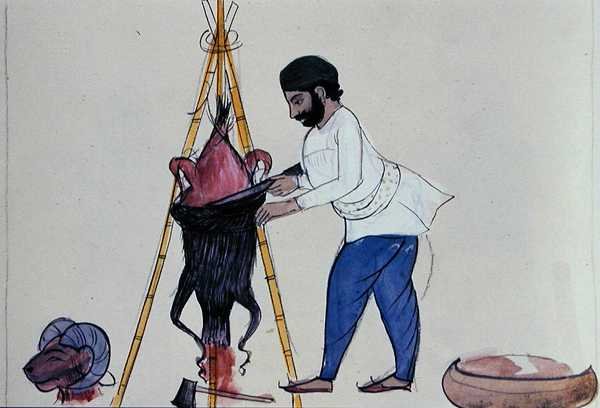 جزار عام 1890 (ألوان مائية على ورق) بواسطة المدرسة البنجابية