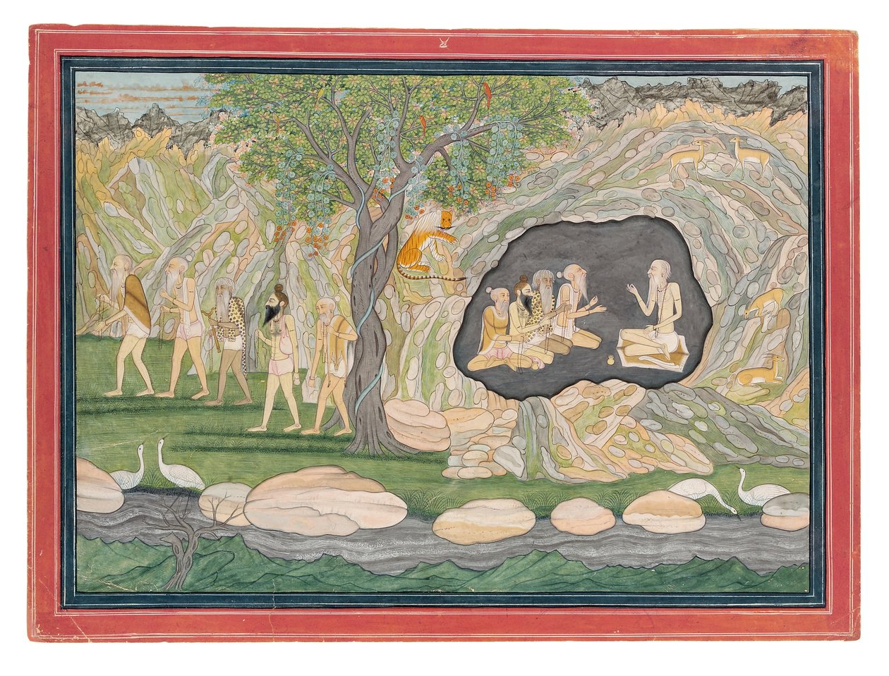 الصديقون الخمسة يشقون طريقهم إلى جبال كيلاشا ، c.1820 (مرحاض غير شفاف على الورق) بواسطة بوركو