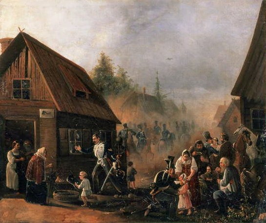 مشهد من الحرب الروسية الفرنسية عام 1812 ، 1852 بواسطة بيوتر بايكوف