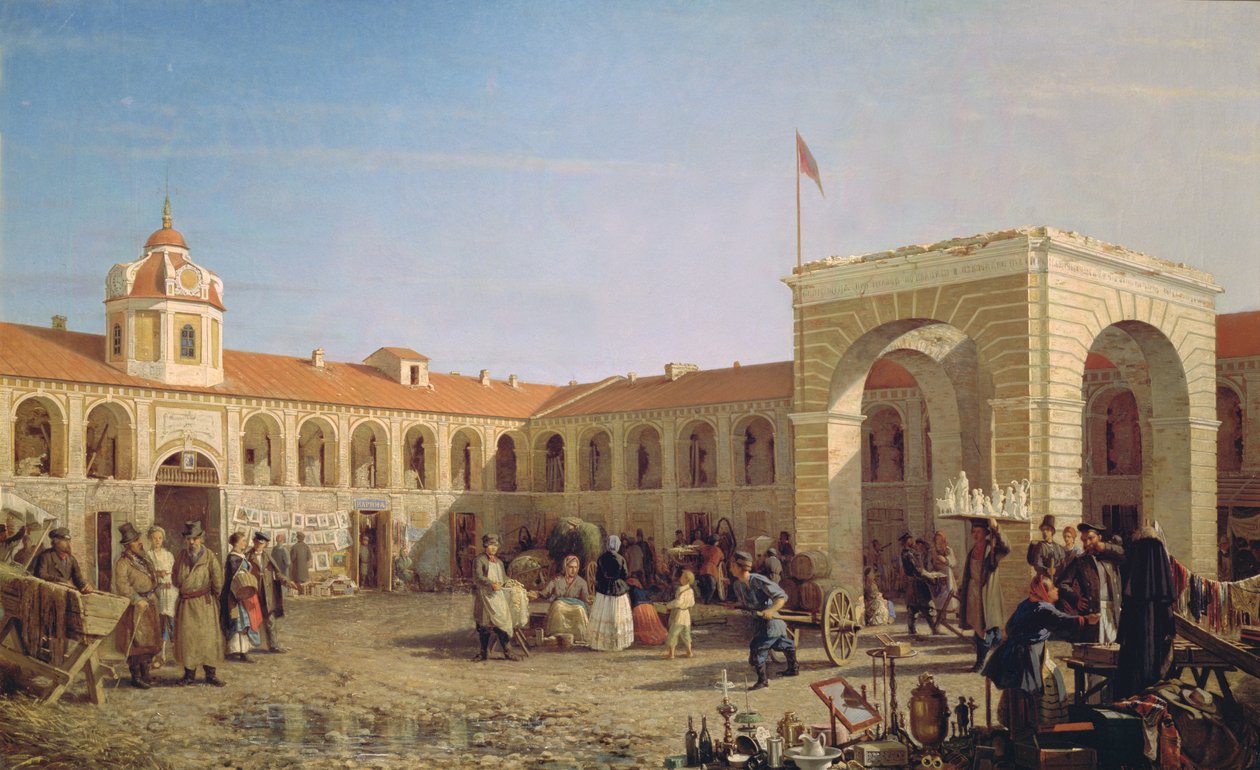 سوق Apraksin في سانت بطرسبرغ ، 1862 بواسطة بيوتر بتروفيتش Vereshchagin
