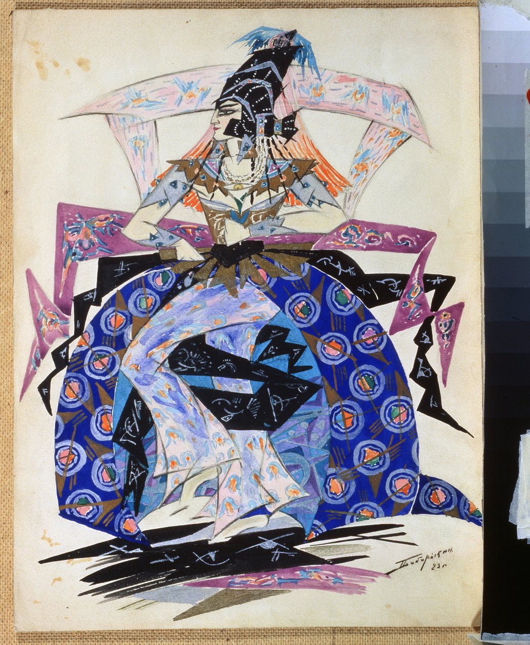 تصميم أزياء باليه "بتروشكا" إيغور سترافينسكي (1882-1971) (تصميم أزياء باليه بتروشكا من تأليف آي سترافينسكي). رسم بيوتر بوبوريكين (بيوتر بوبوريكين) (1836-1921). ألوان مائية وقلم رصاص على ورق ، 35.6 × 26.5 سم بواسطة بيوتر بوبوريكين