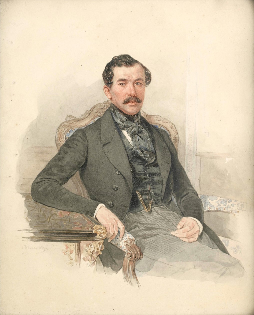 Maximilien de Leuchtenberg ، mecene et metalogiste - صورة ماكسيميليان دي بوهارنيه ، دوق ليوتشتنبرغ الثالث (1817-1852) - بيوتر فيودوروفيتش سوكولوف (1791-1848). ألوان مائية على ورق مقوى الأبعاد: 25x21 سم مجموعة خاصة بواسطة بيوتر فيودوروفيتش سوكولوف