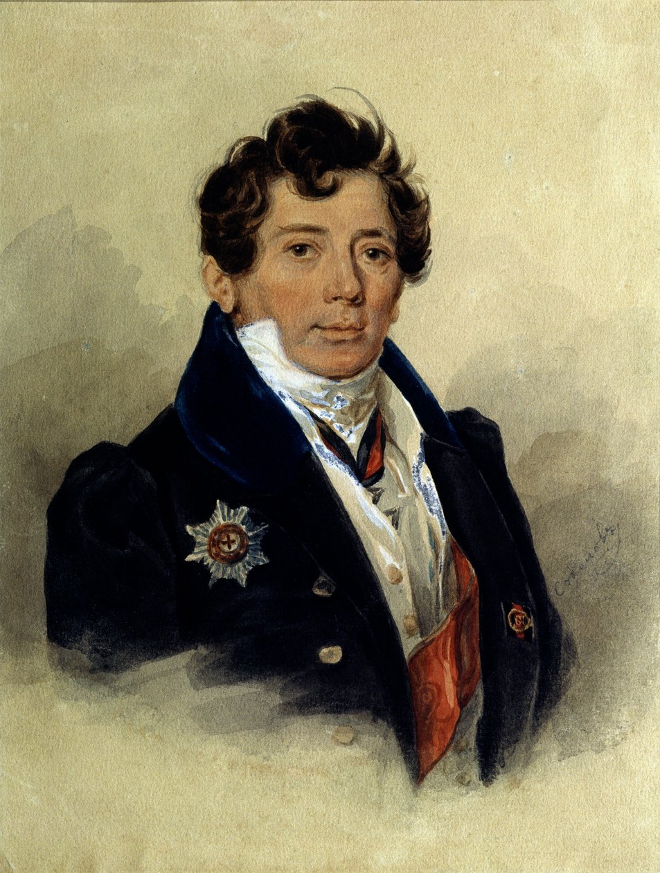 "" صورة ألكسندر تورجينيف (1784-1846) ، المؤرخ ورجل الدولة الروسي "" الطباعة الحجرية لبيوتر فيودوروفيتش سوكولوف (1791-1848) 1816 متحف بوشكين التذكاري ، سانت بطرسبرغ بواسطة بيوتر فيودوروفيتش سوكولوف