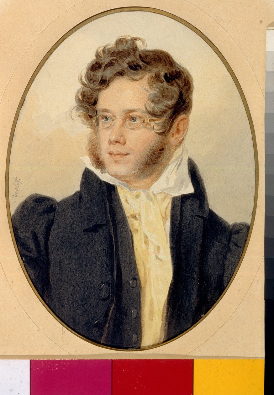 Portrait du Prince Piotr Andreievitch Viazemski (Pierre Wiazemsky) (1792-1878) ، poete russe (صورة للأمير الشاعر بيوتر أ. فيازيمسكي). Oeuvre de Pyotr (Piotr) Fyodorovich Sokolov (Pierre Sokolov) (1791-1848) بواسطة بيوتر فيودوروفيتش سوكولوف