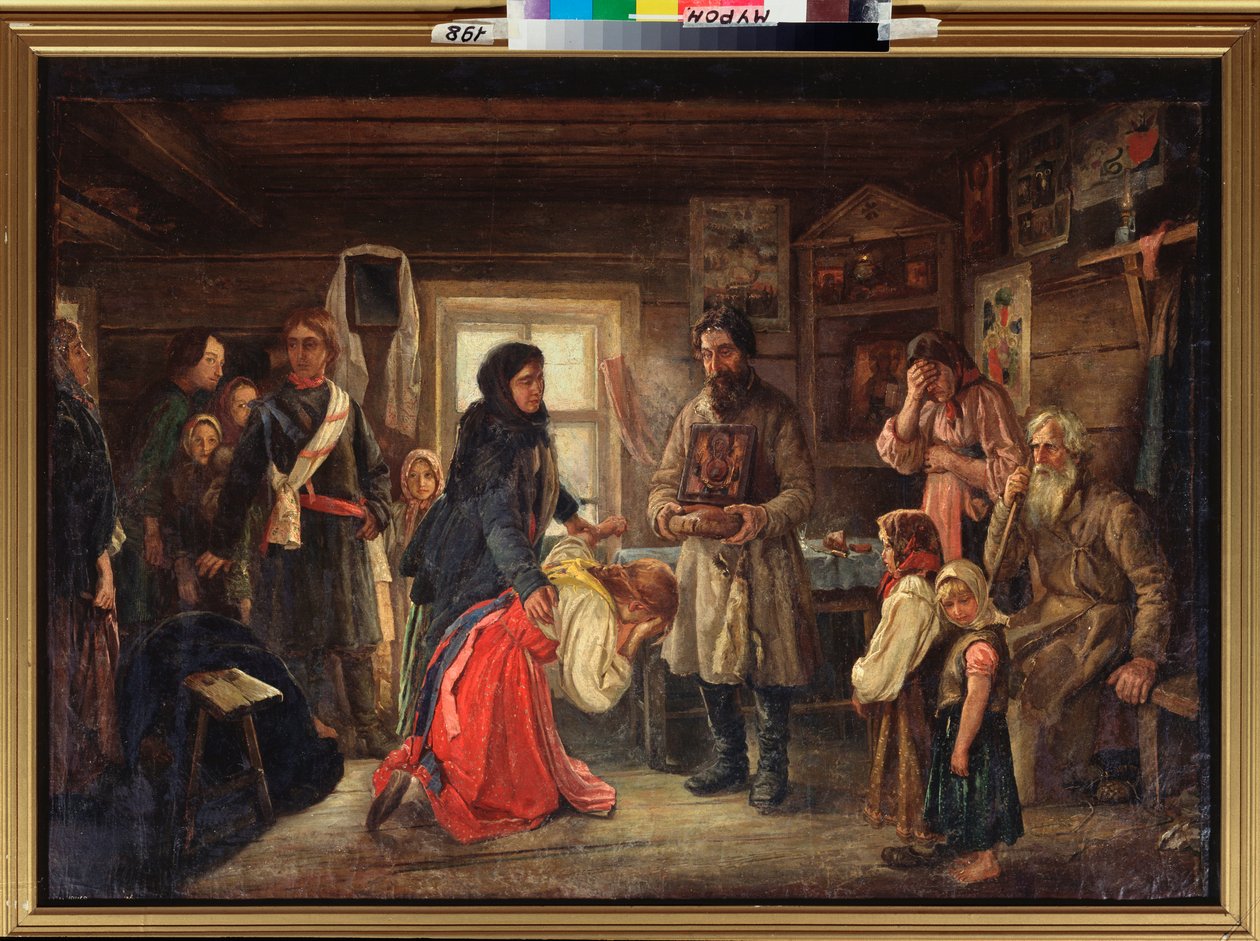 قبل الزواج - لوحة لبيوتر إيفانوفيتش تسيلبروفسكي (1859-1921) ، زيت على قماش ، حوالي عام 1900 ، فن روسي بواسطة Pyotr Ivanovich Tselebrovski