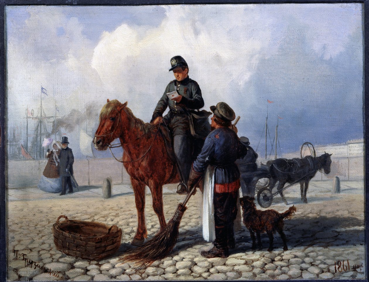 ساعي البريد (ساعي البريد). لوحة لبيوتر نيكولايفيتش جروسنسكي (1837-1892) ، زيت على قماش بواسطة Pyotr Nikolayevich Grusinsky