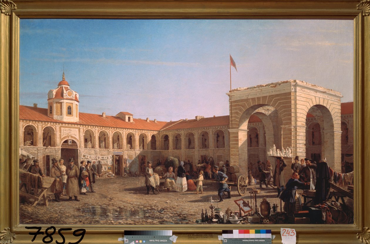 سوق Apraksin في سانت بطرسبرغ (سوق Apraksin في سانت بطرسبرغ) - لوحة لبيوتر بتروفيتش Vereshchagin (Piotr Vereshchagin) (1836-1886) ، زيت على قماش بواسطة بيوتر بتروفيتش Vereshchagin