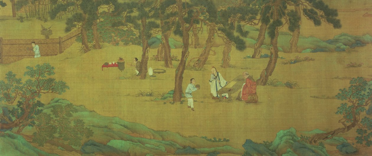 Zhao Mengfu كتابة سوترا القلب مقابل الشاي بواسطة تشيو ينغ