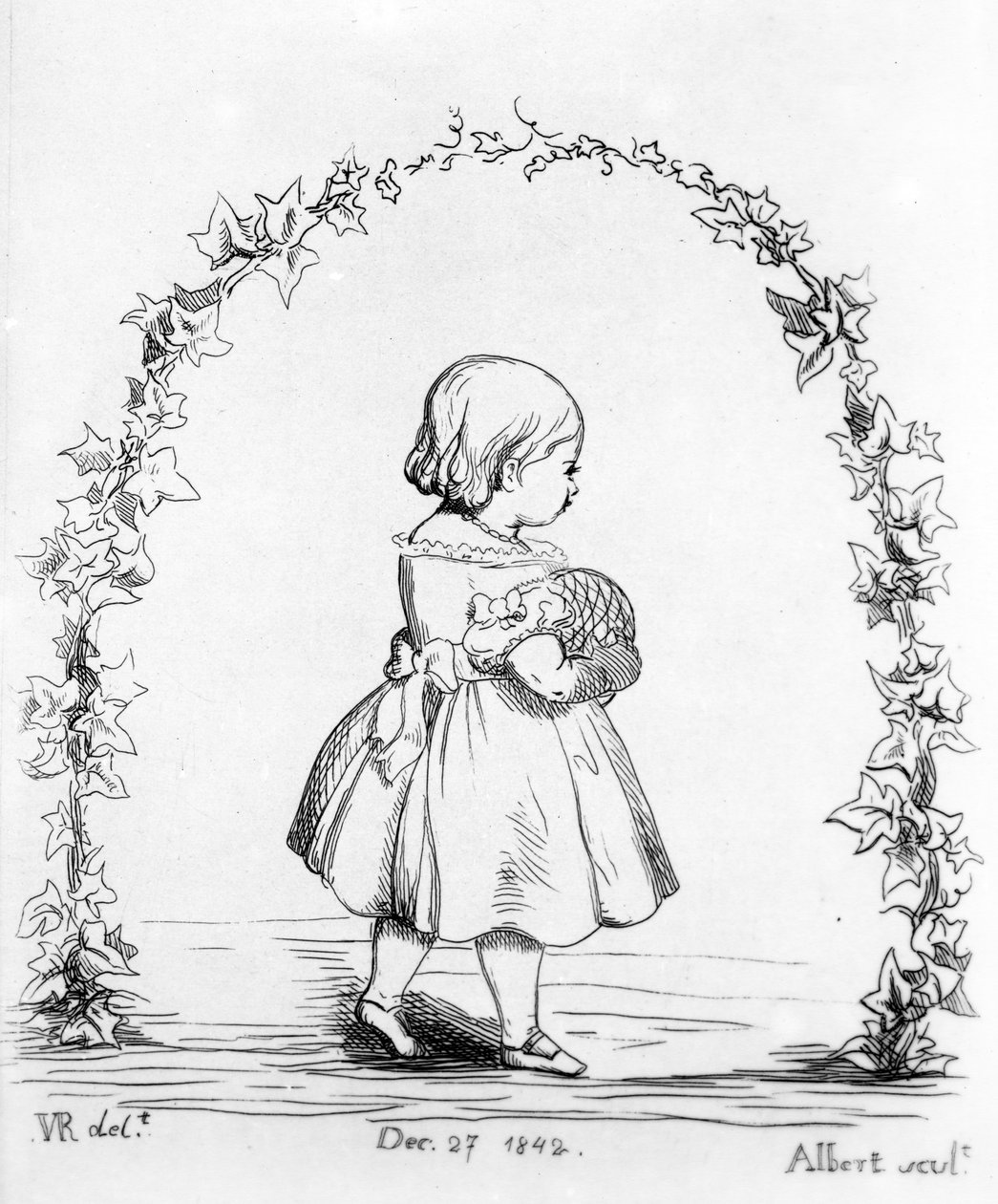 فيكتوريا ، الأميرة الملكية ، نقشها الأمير ألبرت ، 1842 بواسطة الملكة فيكتوريا