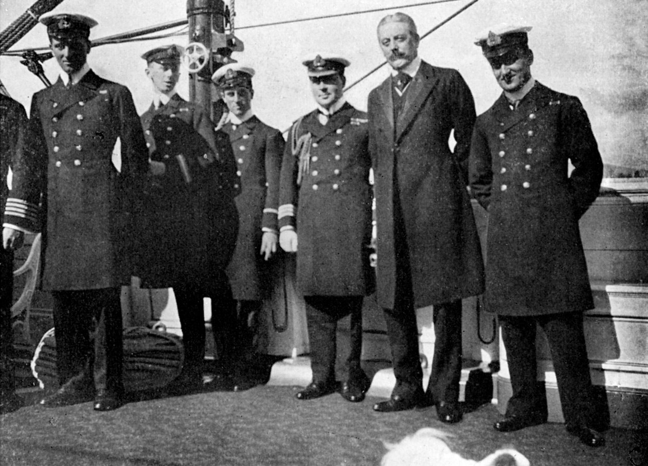 على متن اليخت الملكي فيكتوريا وألبرت الثالث ، كريستيانيا أوسلو ، النرويج ، 1908. بواسطة الملكة الكسندرا