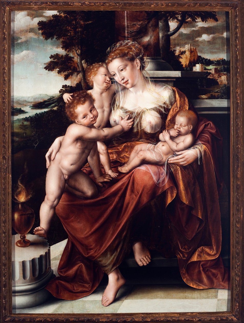 رموز خيرية. رسم جان ماسيس (ماتسيس أو ميتسيس أو ماتسيج) (1509-1575) 1549-1550 أبعاد 126x93 سم ، الجينات ، Musei di Strada Nuova (سابقًا Palazzo Bianco) بواسطة كوينتين ماسيس أو ميتسيس