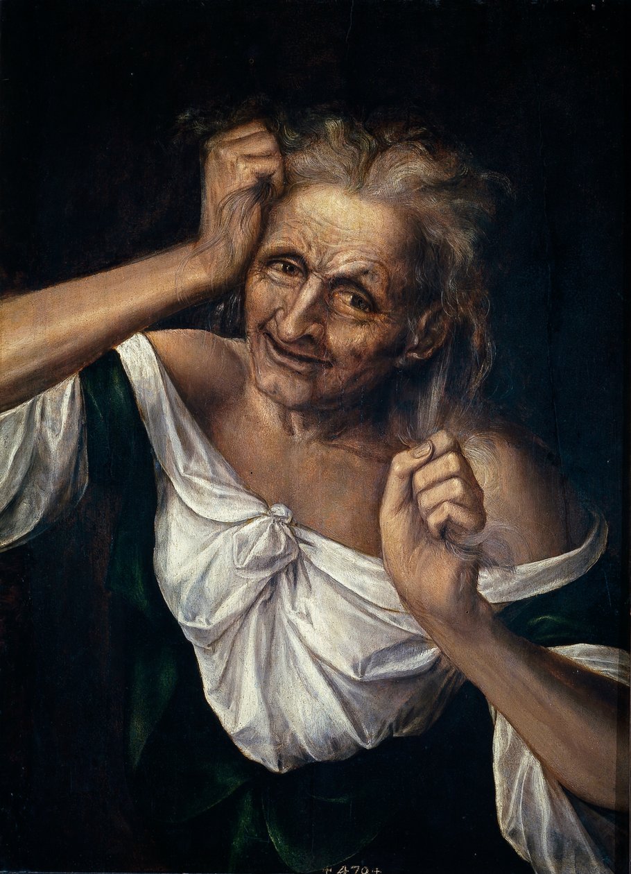 عجوز تمزق شعرها - Massys، Quentin (1466-1530) (Quinten ou Kwinten Metsys ou Matsijs) 1525-1530 - زيت على خشب - 55x40 - متحف ديل برادو ، مدريد بواسطة كوينتين ماسيس أو ميتسيس