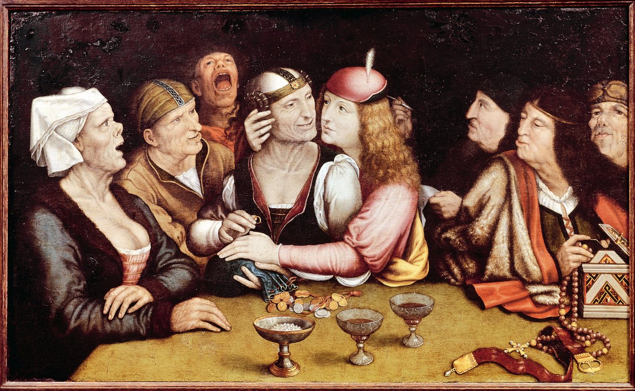 عقد الزفاف - رسم كوينتين ميتسيس (ماتسيس ، ماسيس ، ماتسيج) (1466-1530) ، زيت على خشب بواسطة كوينتين ماسيس أو ميتسيس