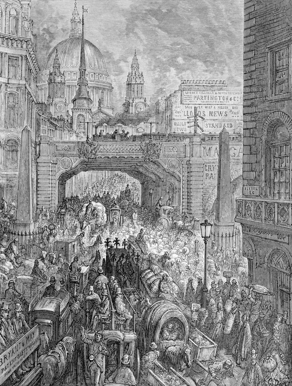 "Ludgate Hill-A Block in the Street" ، ١٨٧٢. بواسطة كويسنيل
