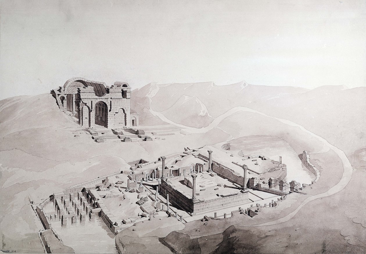 Thermae و Nymphaeum of Nimes ، 1838 (يغسل على الورق) بواسطة كويستل
