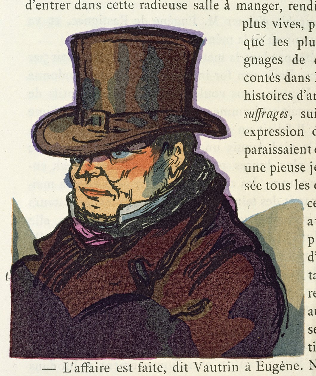 "Vautrin" ، رسم توضيحي لـ "Le Pere Goriot" ، بقلم هونور دي بلزاك ، 1922 بواسطة خامسا